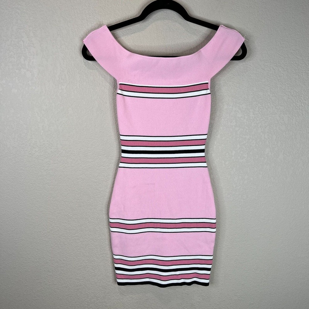 Superdown Women's Striped Harmony Knit Mini‎ Dress Off-The-Shoulder Size XS